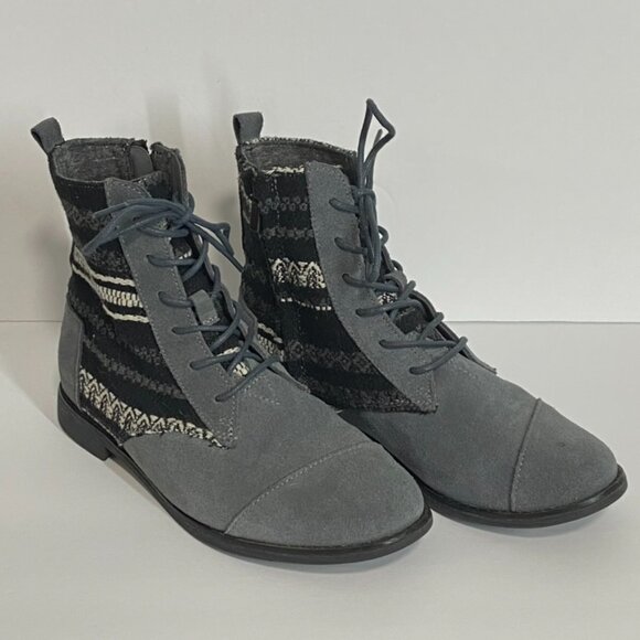 TOMS Alpa Suede Boots Gray Castlerock Aztec 7.5 - Picture 2 of 10